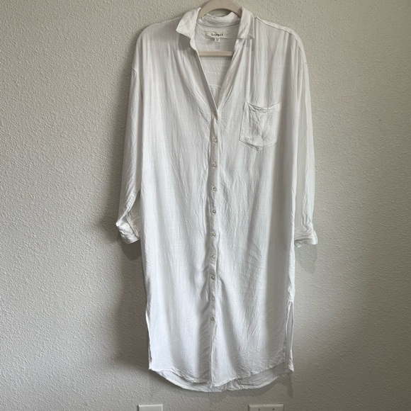 L*space Women's XS/S White Midi Cover-up Dress Button Down Vacation Resortwear - Picture 1 of 10